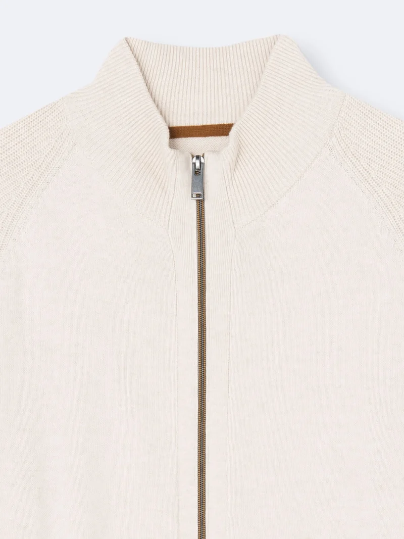 Cardigan col montant zippé 100% coton