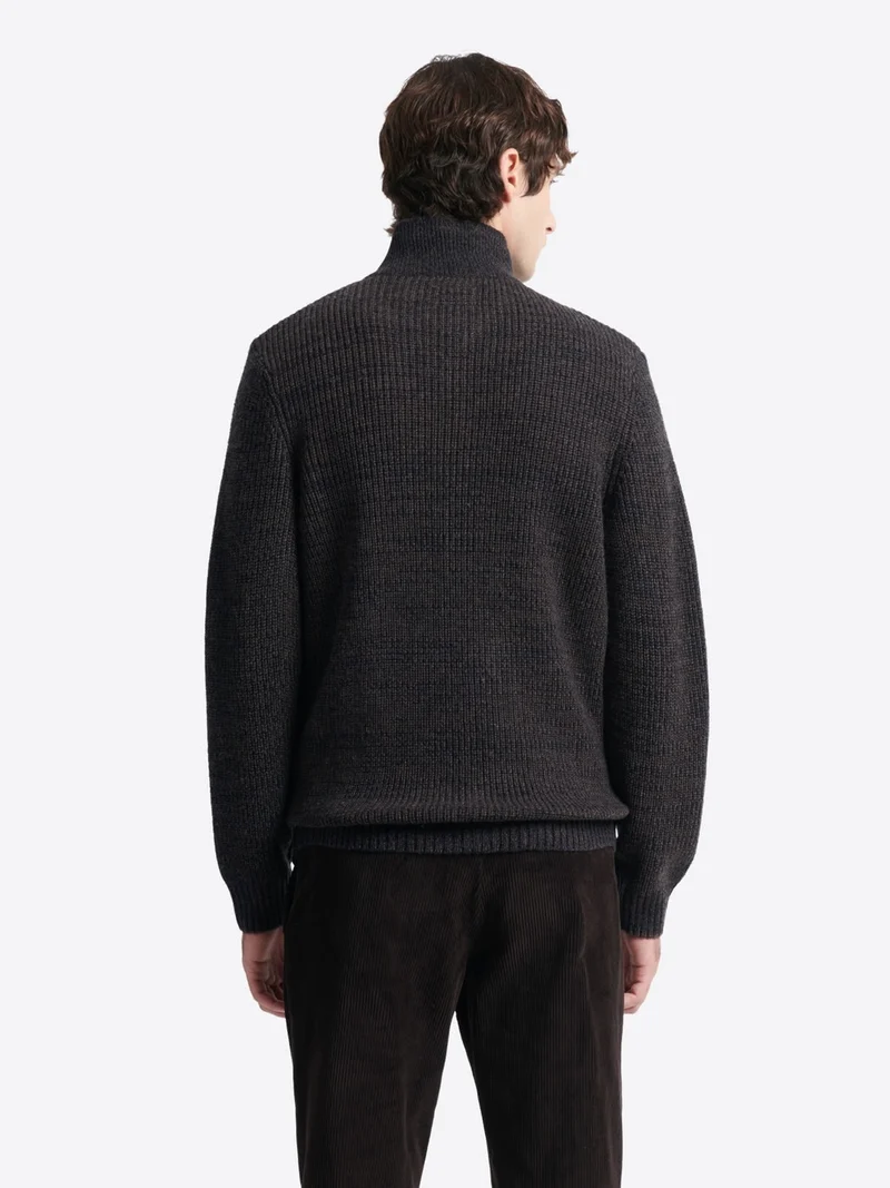 Cardigan à col zippé en laine mélangée