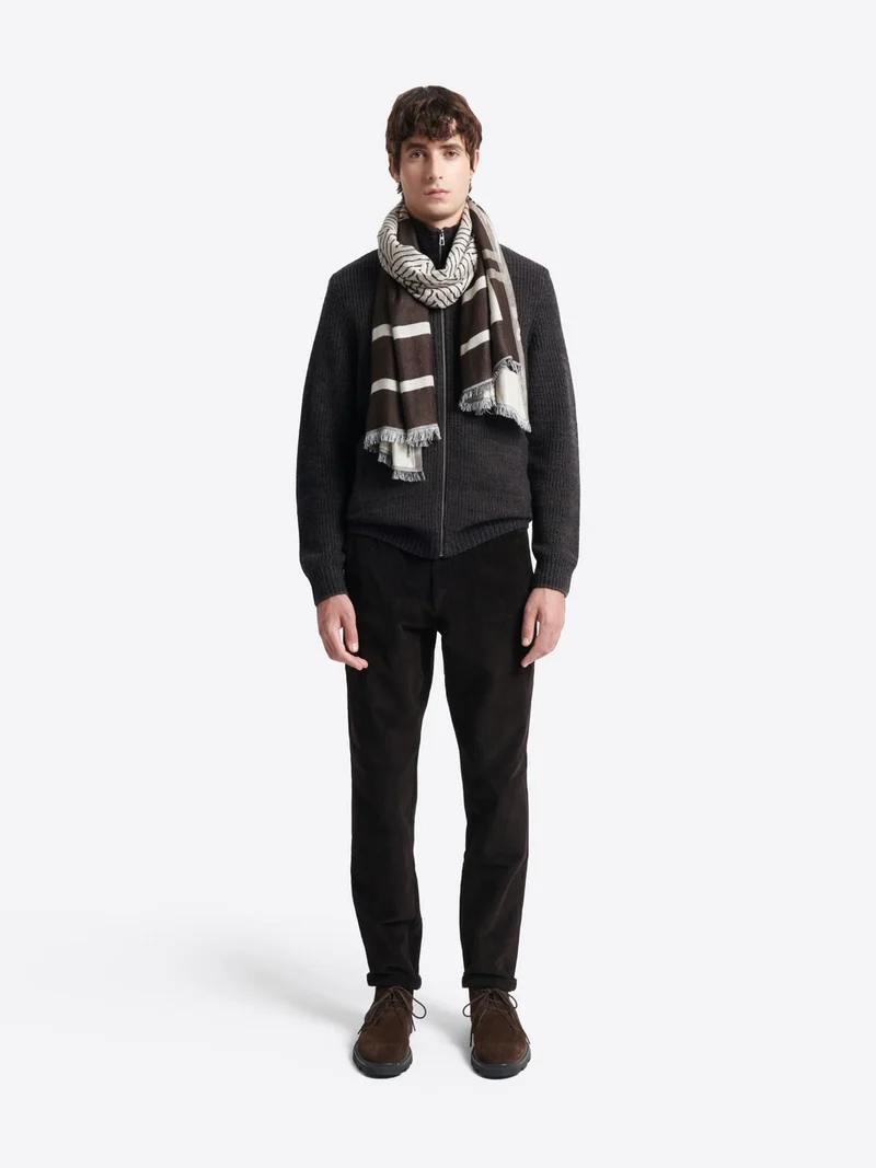 Cardigan à col zippé en laine mélangée