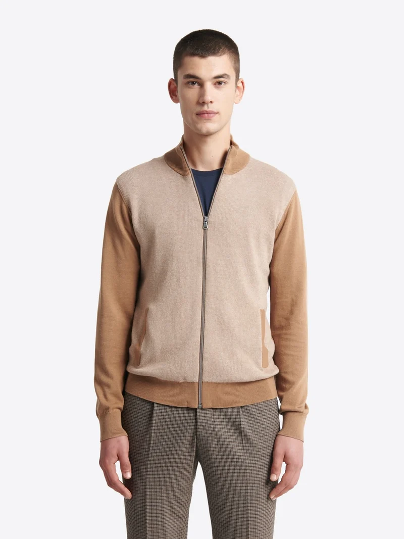 Cardigan à col montant coton-laine