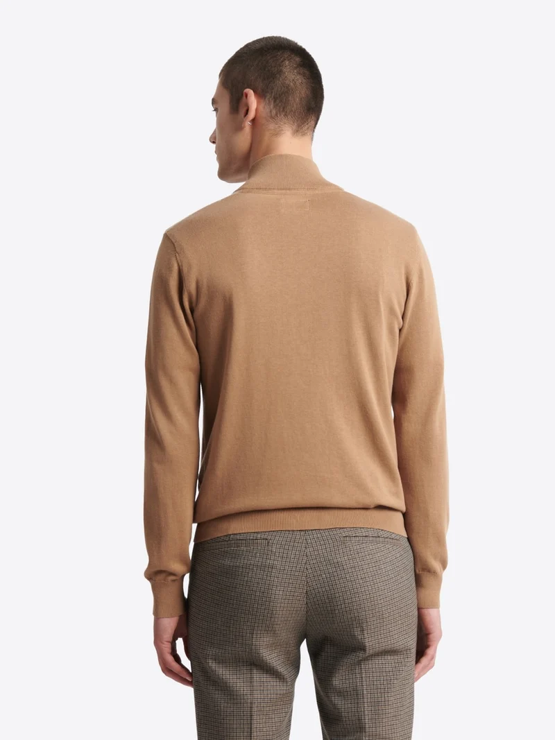 Cardigan à col montant coton-laine