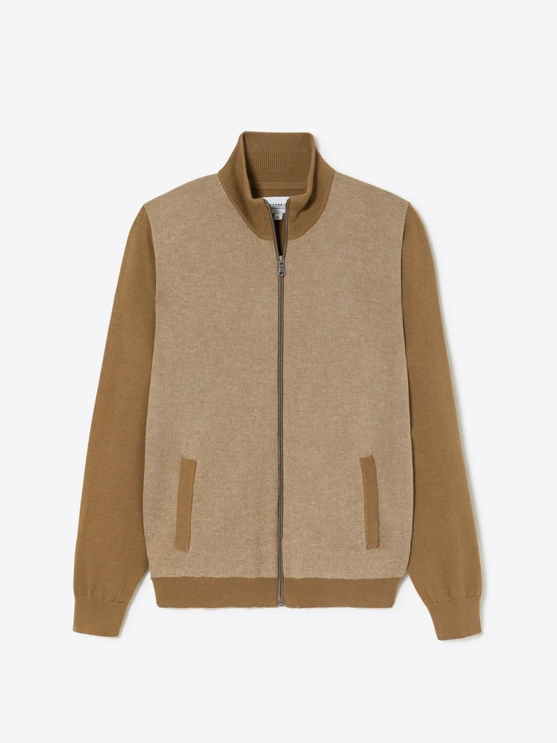 Cardigan à col montant coton-laine