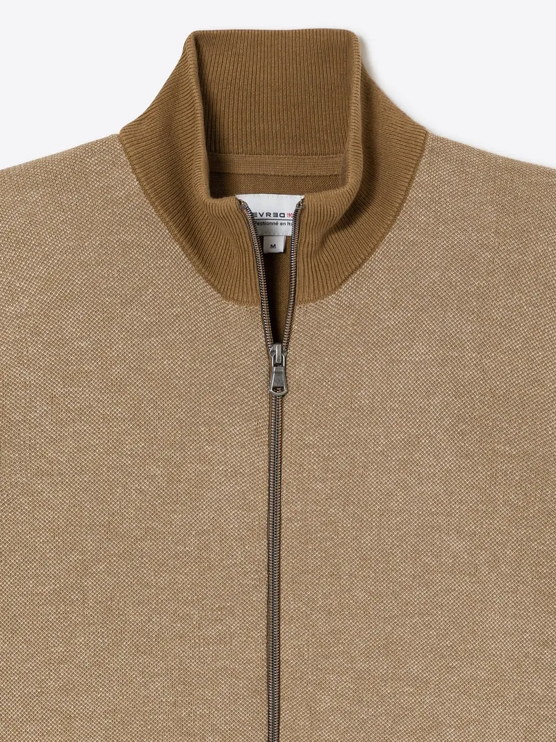 Cardigan à col montant coton-laine