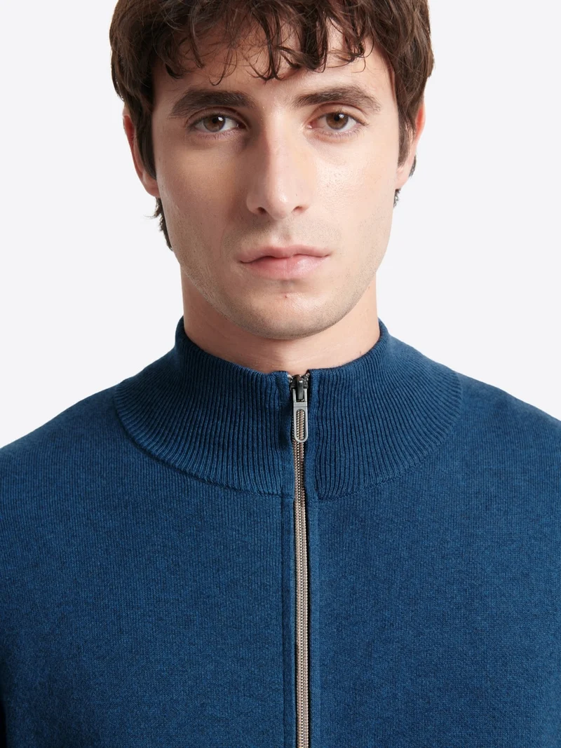 Gilet col montant coton-cachemire