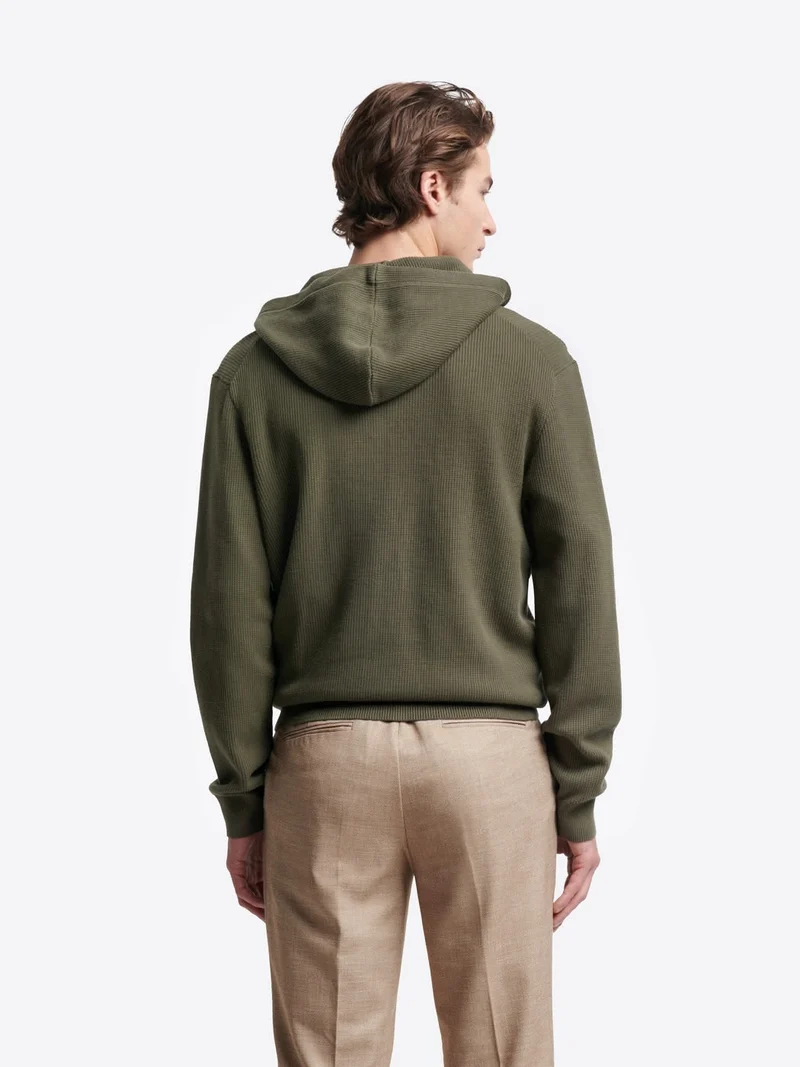 Cardigan zippé à capuche en coton bio