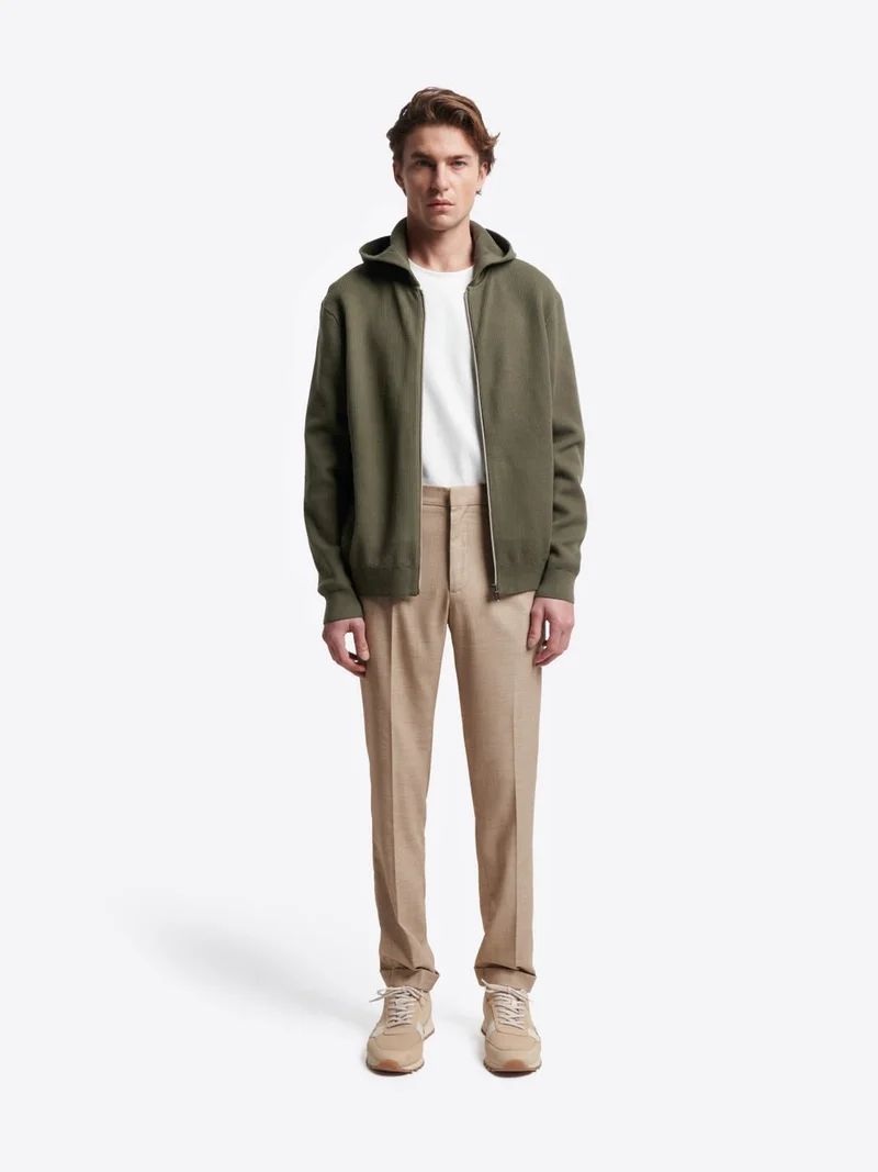Cardigan zippé à capuche en coton bio