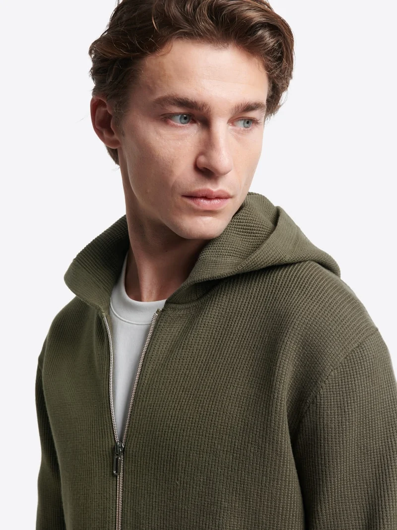 Cardigan zippé à capuche en coton bio