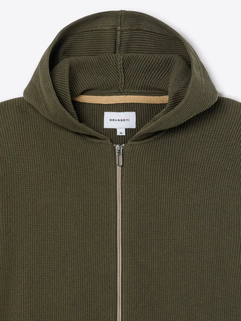 Cardigan zippé à capuche en coton bio