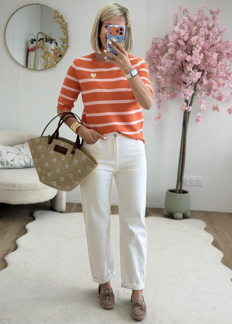 Pull Manon orange rose
