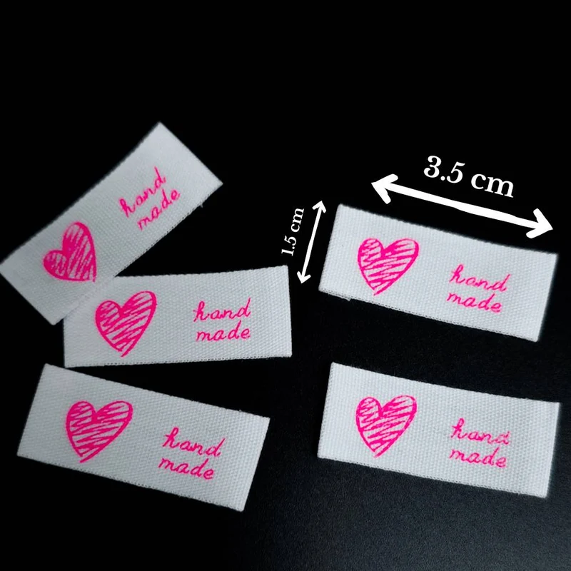 Étiquettes de couture “Handmade” | Rose fluo