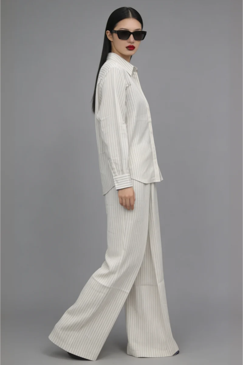 Elise|Linen Regular Fit Pinstripe Shirt
