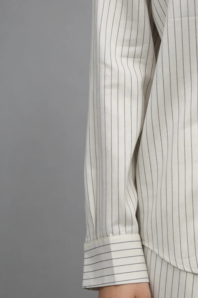 Elise|Linen Regular Fit Pinstripe Shirt