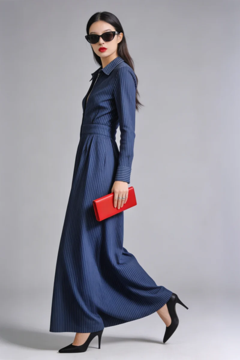 Catherine|100% Cotton Maxi Fit & Flared Shirt Dress