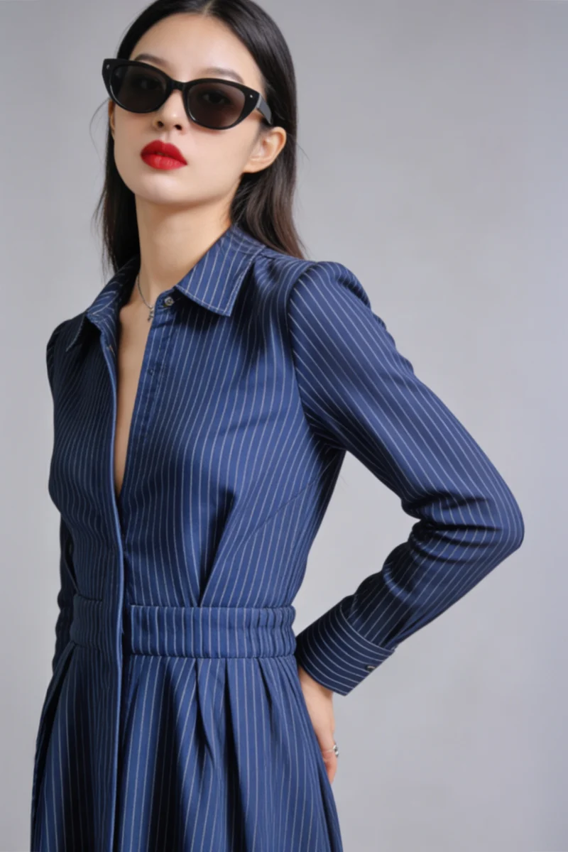 Catherine|100% Cotton Maxi Fit & Flared Shirt Dress