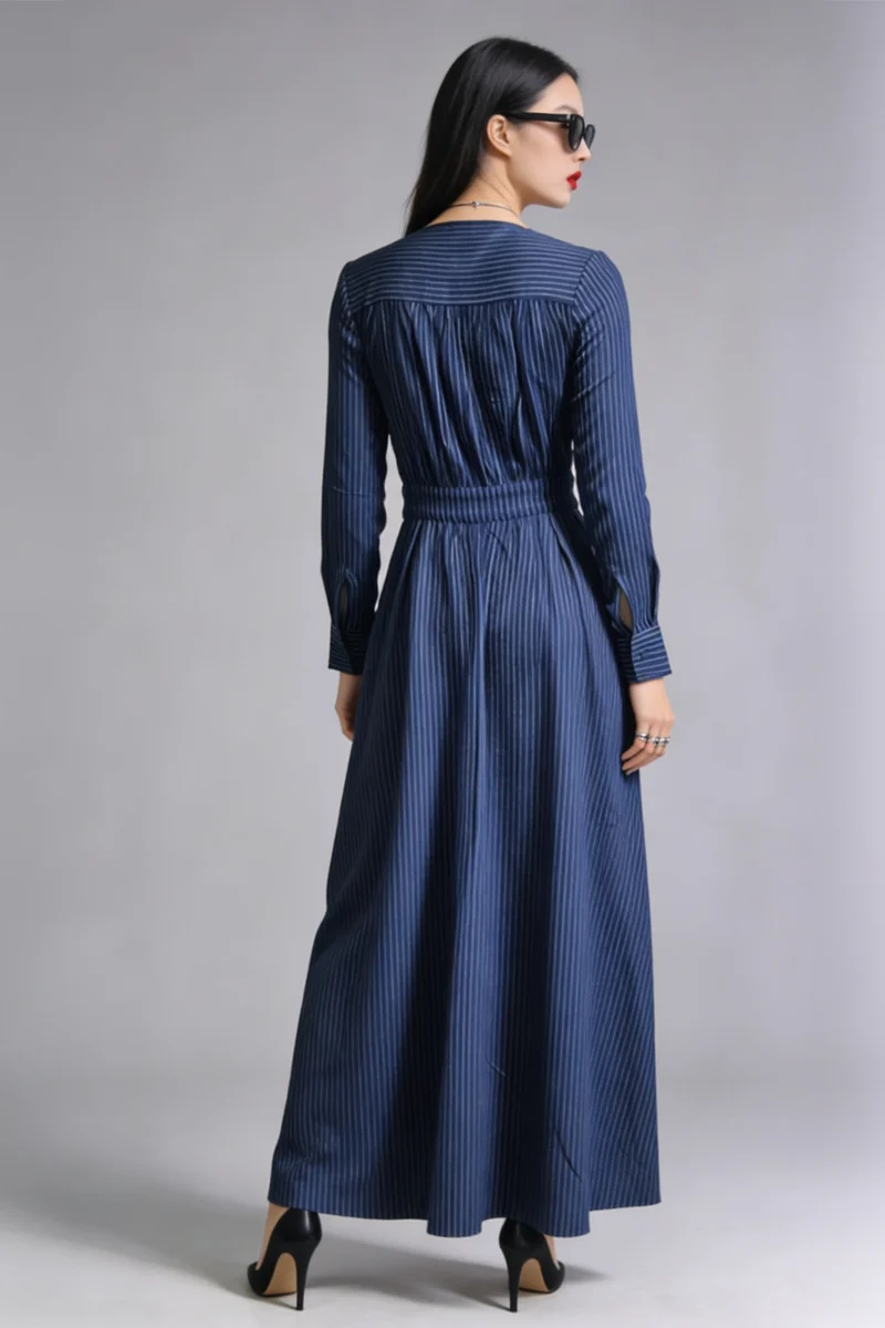 Catherine|100% Cotton Maxi Fit & Flared Shirt Dress