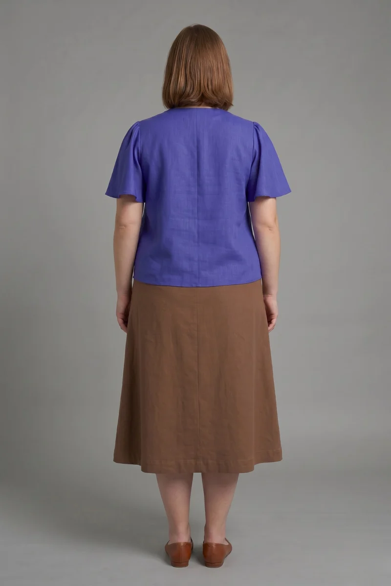 Mercy|100% Viscose V-Neck Top With Bell Sleeve