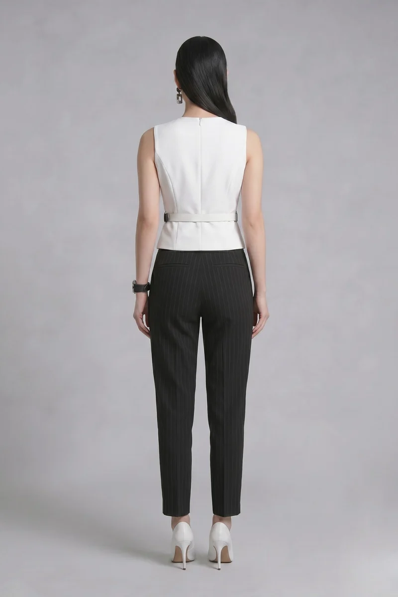 Sylvia Top|100% Cotton Crop Cut-Out Waistcoat