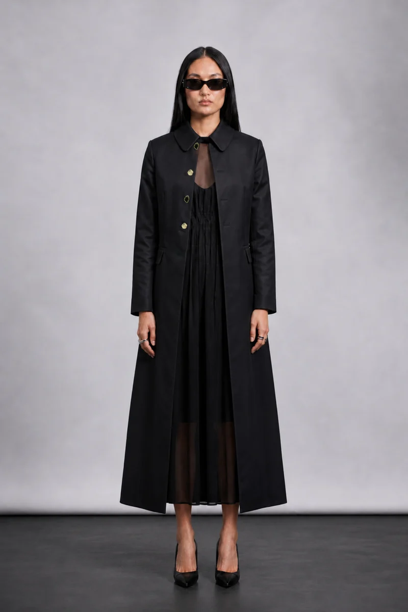 Perry|100% Cotton Long Overcoat