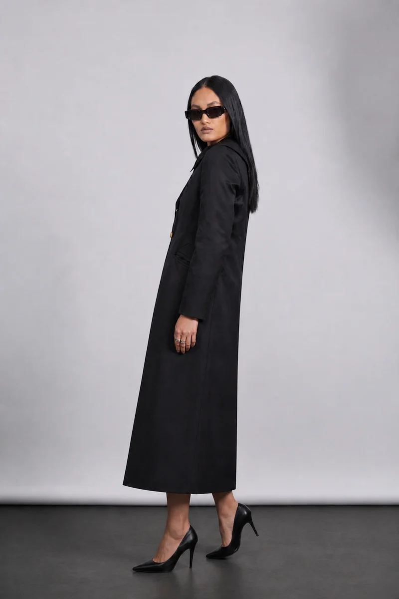 Perry|100% Cotton Long Overcoat