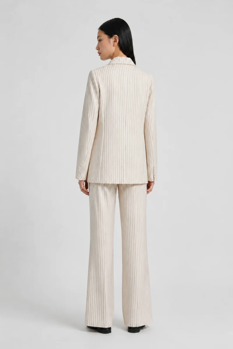 Cecile Blazer|Linen Single Breasted Pinstripe Blazer