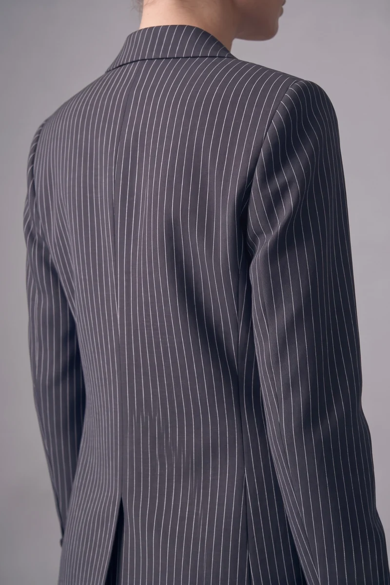 Chelsea Blazer|100% Cotton Shawl Collar Pinstripe Blazer