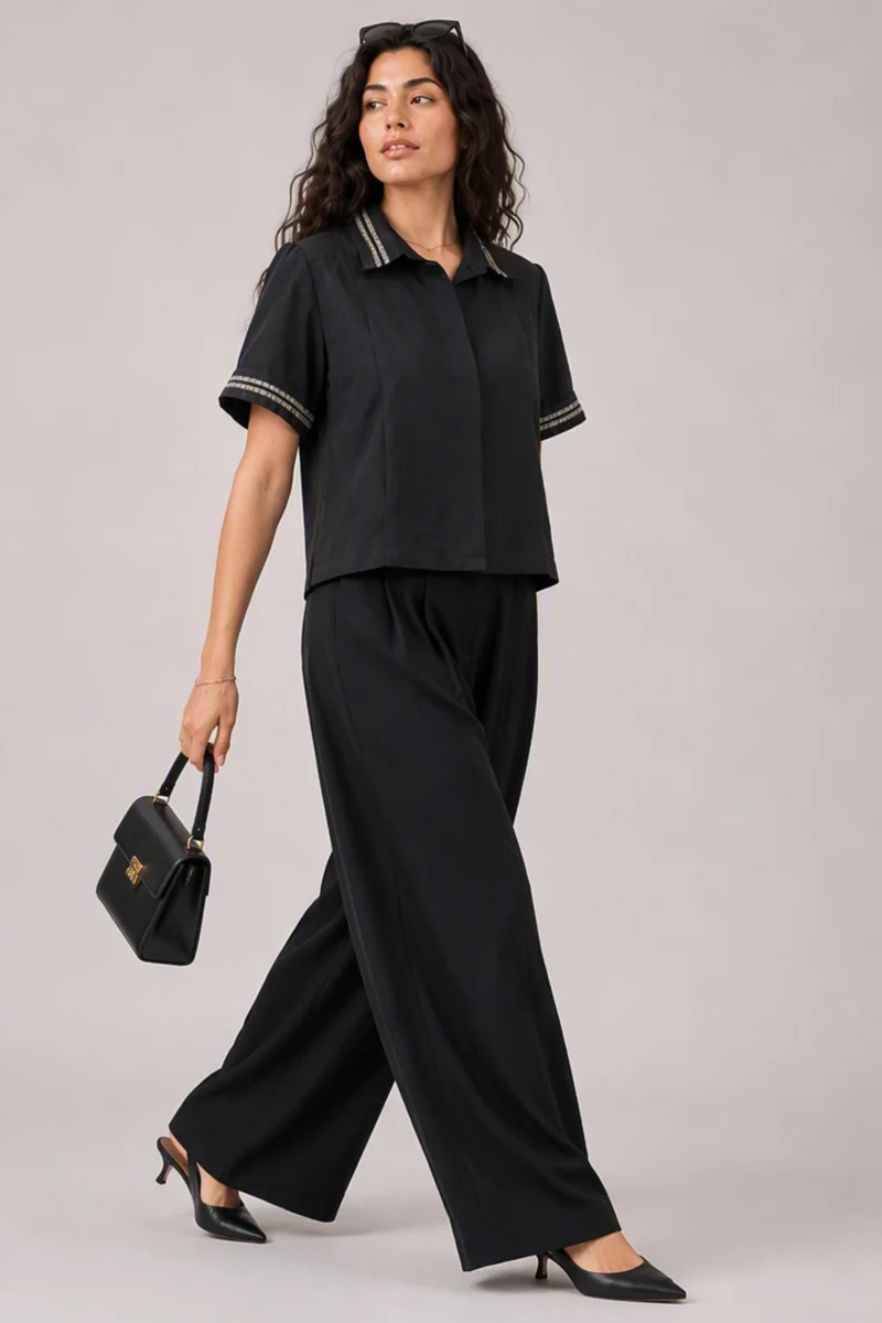 Nellie Shirt|Viscose Beaded Regular Fit Shirt