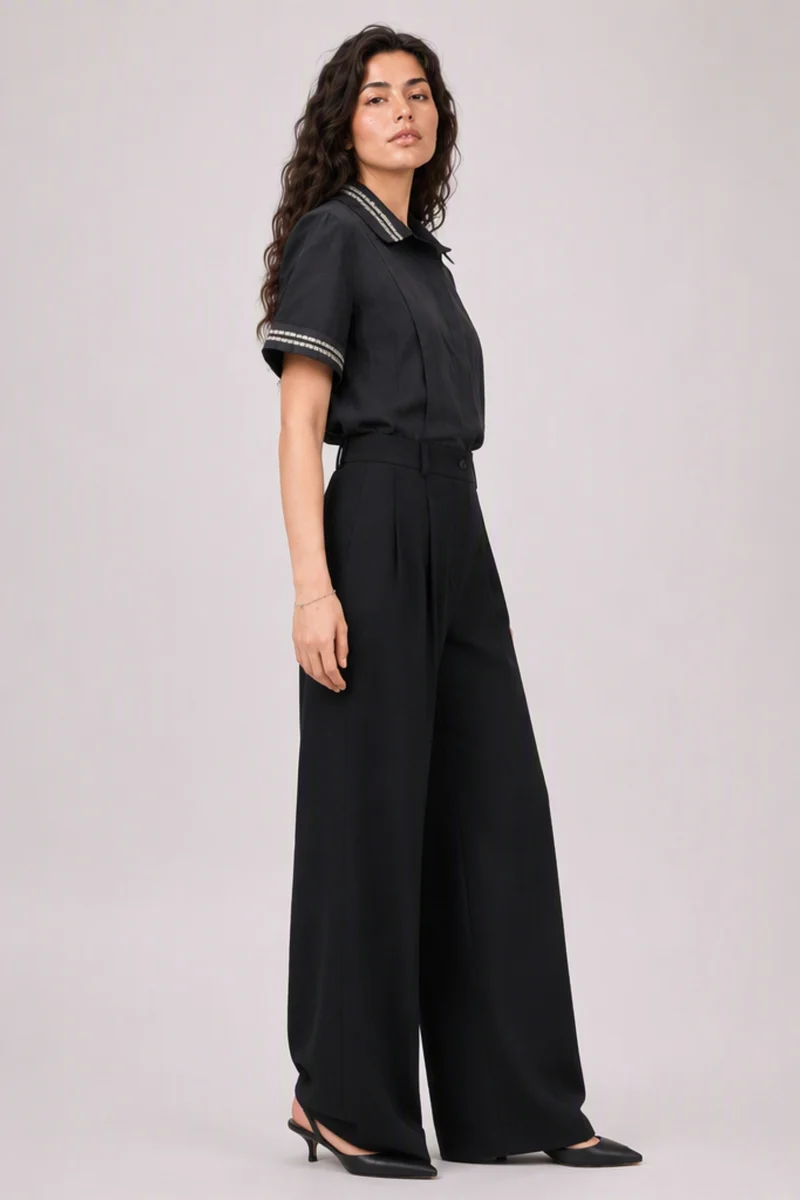 Nellie Shirt|Viscose Beaded Regular Fit Shirt