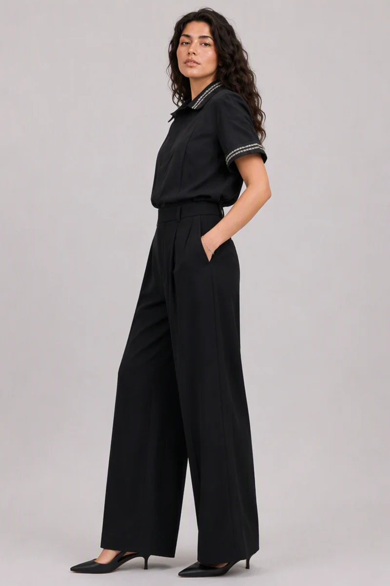 Nellie Shirt|Viscose Beaded Regular Fit Shirt