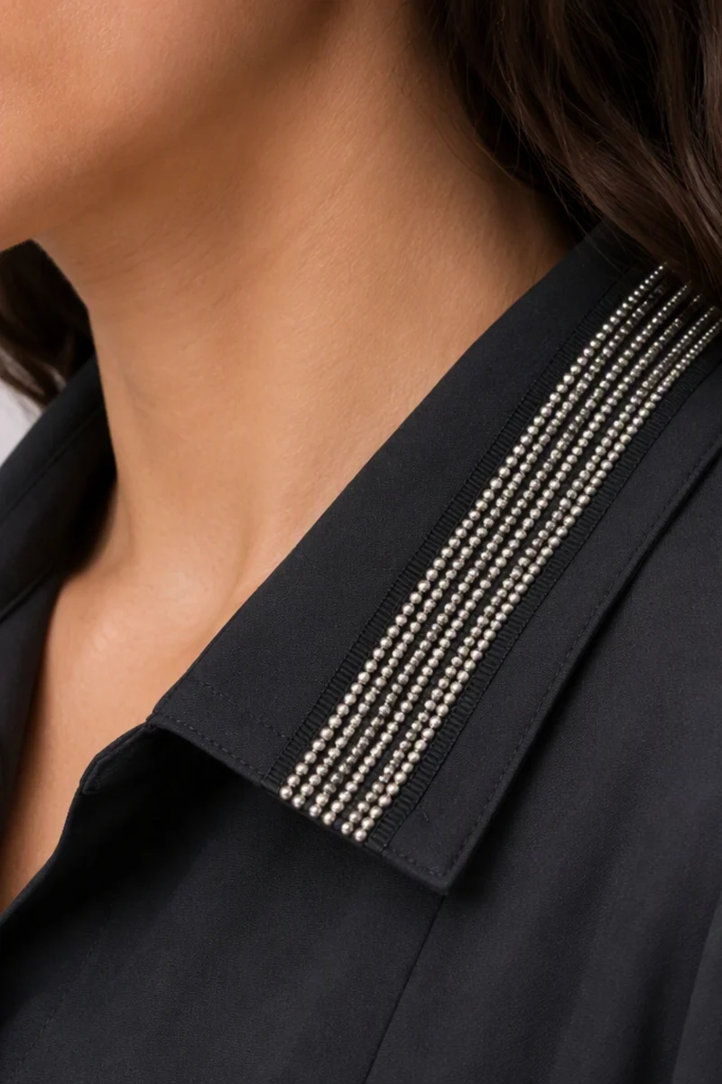 Nellie Shirt|Viscose Beaded Regular Fit Shirt