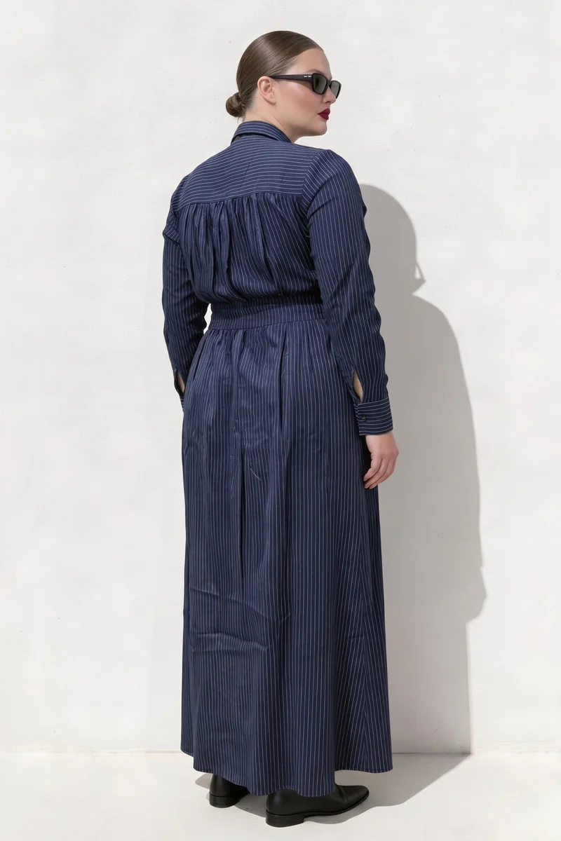 Andrea|100% Cotton Maxi Fit & Flared Shirt Dress
