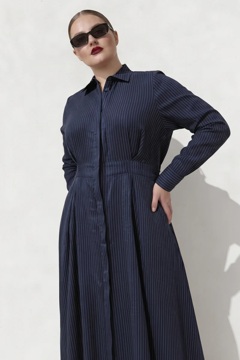 Andrea|100% Cotton Maxi Fit & Flared Shirt Dress