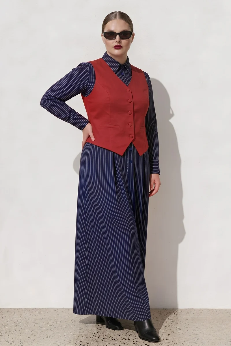 Andrea|100% Cotton Maxi Fit & Flared Shirt Dress