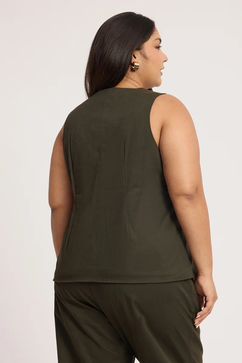 Emiyo|100% Cotton Sleeveless Vest With Buttons