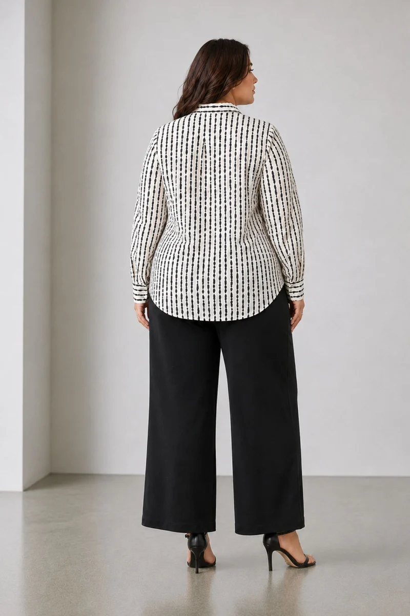Eloa|100% Viscose Stripe Design Print Shirt