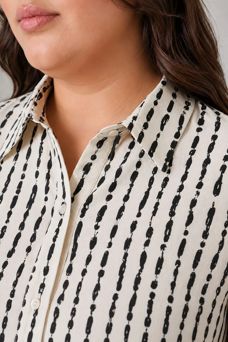 Eloa|100% Viscose Stripe Design Print Shirt
