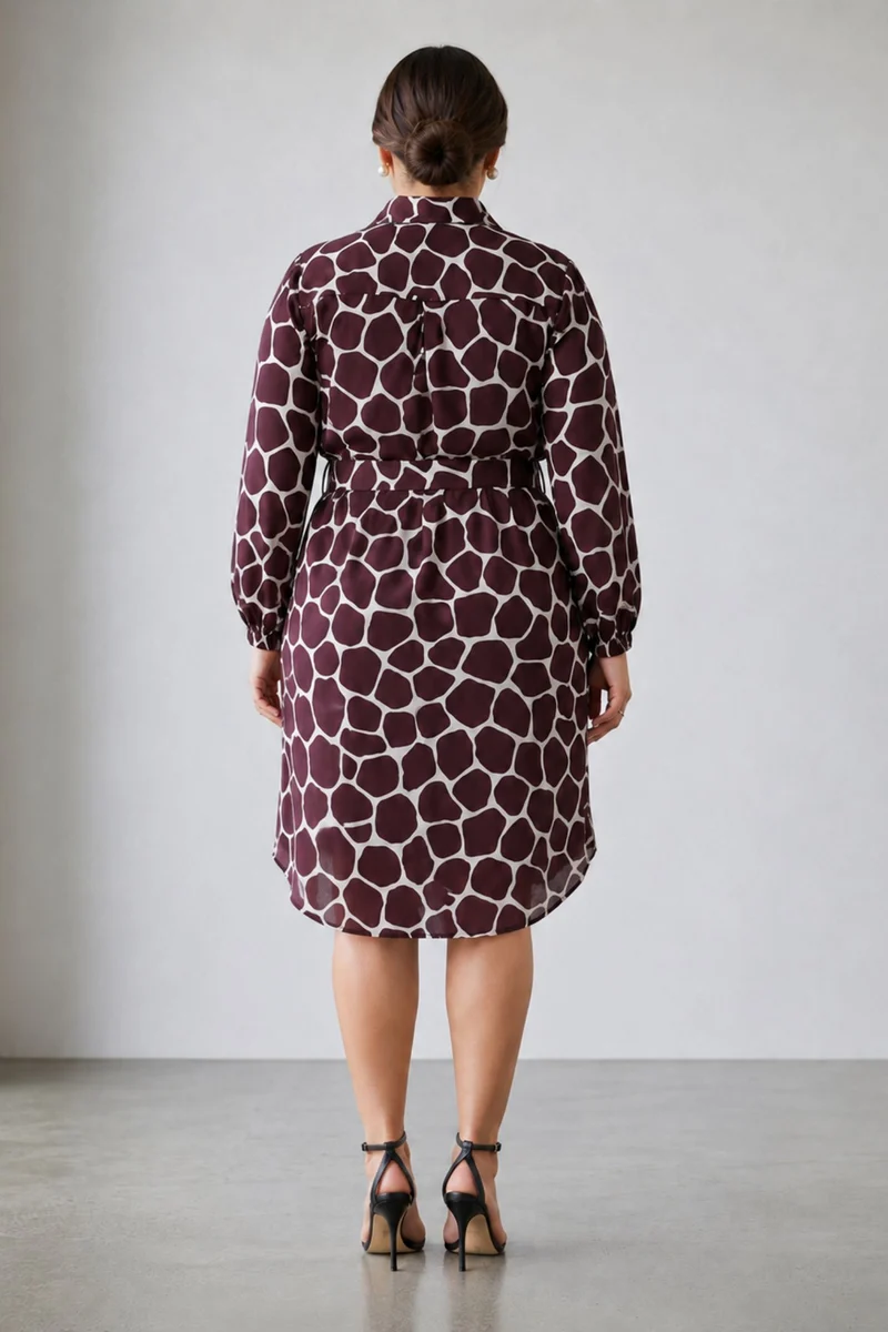 Elry|100% Cotton Shirt Dress With Fabric Belt