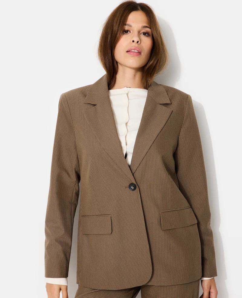 Veste blazer oversize motif mini pied-de-poule