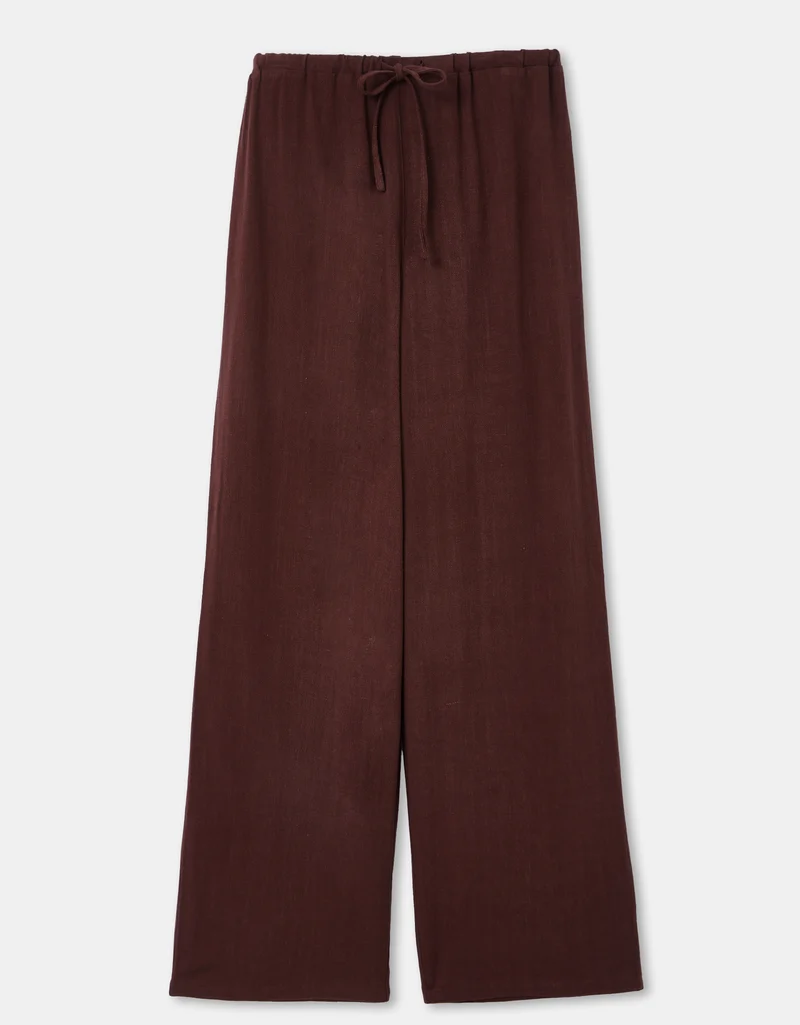 Pantalon large et droit avec taille élastiquée