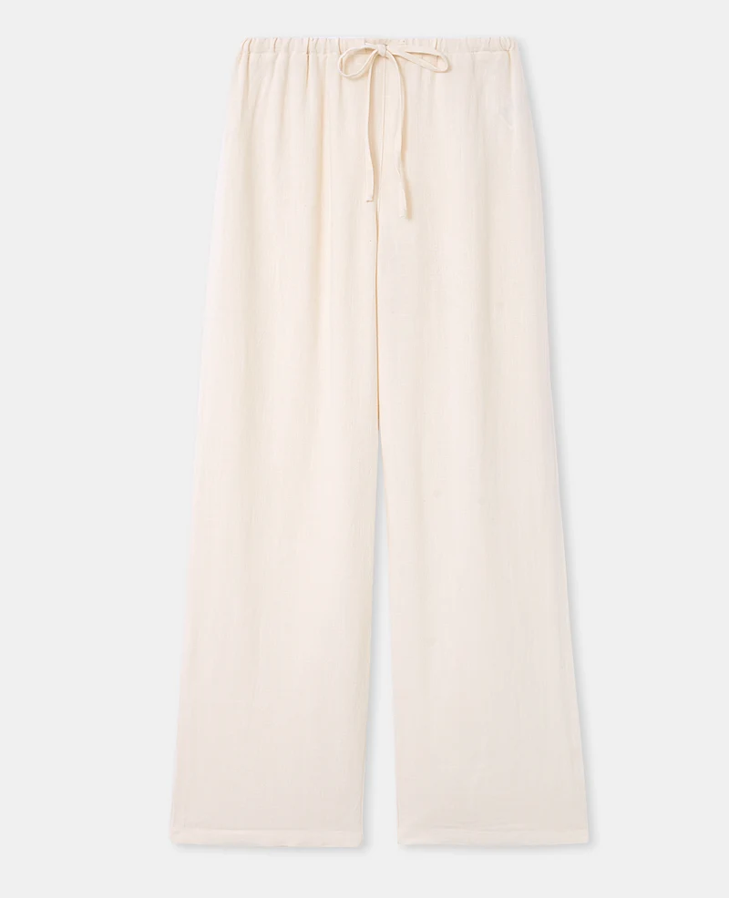 Pantalon large et droit avec taille élastiquée