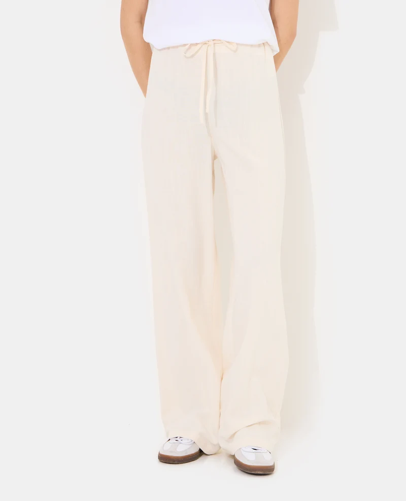Pantalon large et droit avec taille élastiquée
