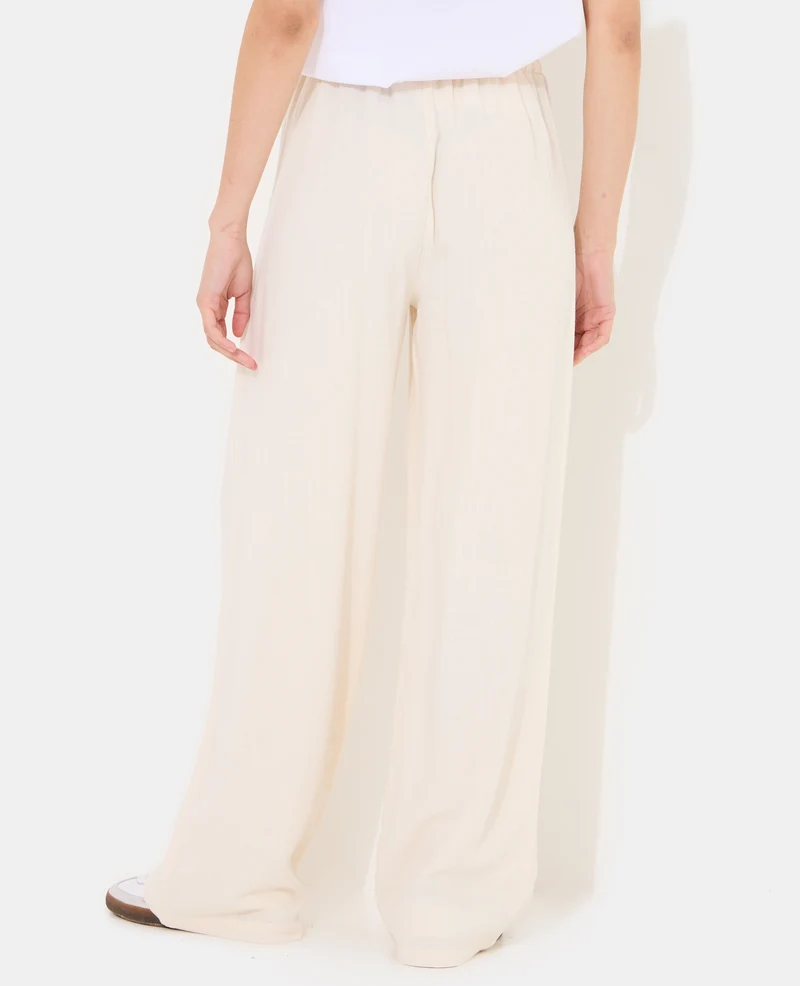 Pantalon large et droit avec taille élastiquée