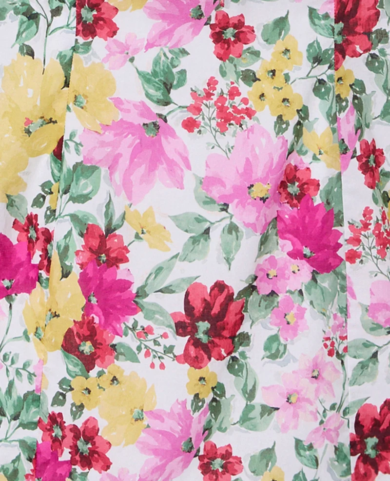 Robe courte manches ballons motif fleurs