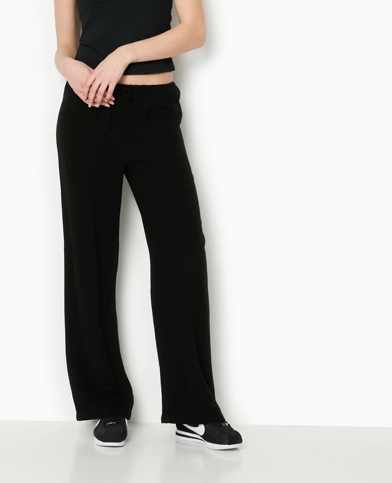 Pantalon large et droit avec taille élastiquée