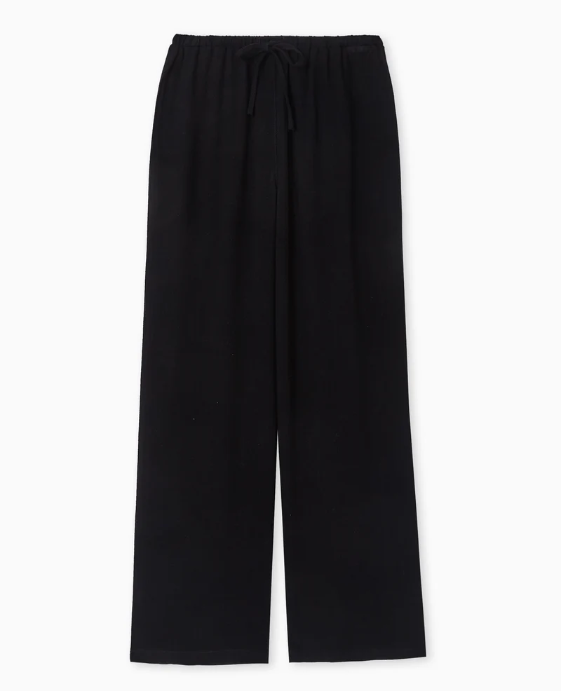 Pantalon large et droit avec taille élastiquée