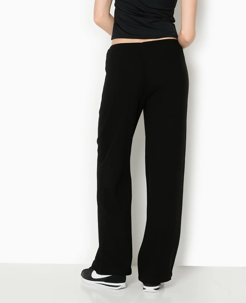 Pantalon large et droit avec taille élastiquée