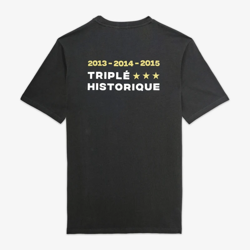 T-shirt manches courtes RCT 100% coton gris anthracite Triplé Historique