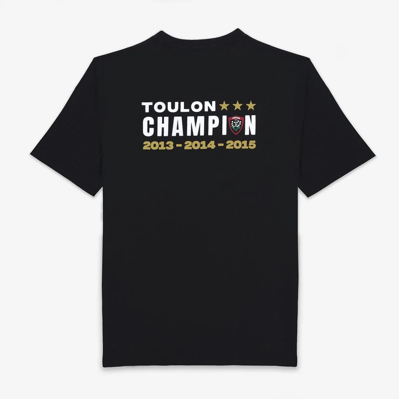 T-shirt manches courtes coton noir RCT Triplé Coupe d'Europe Toulon Champion