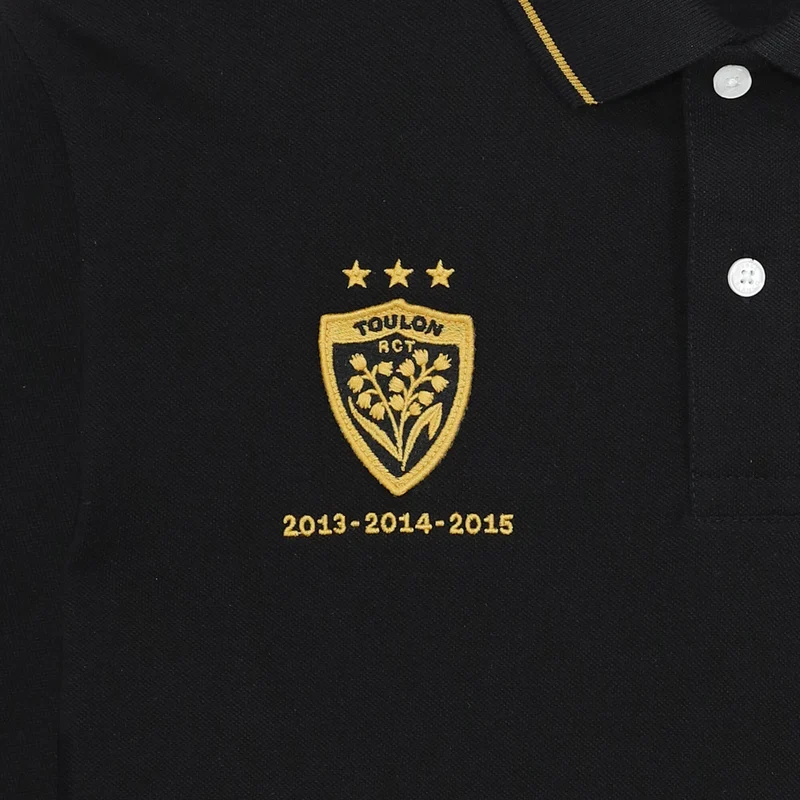 Polo manches courtes 100% coton noir RCT Triplé Coupe d'Europe Toulon Champion