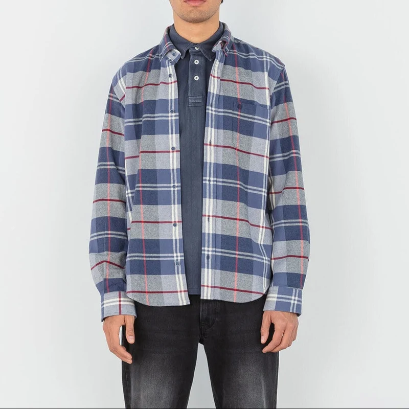 Chemise à carreaux bleu foncé
