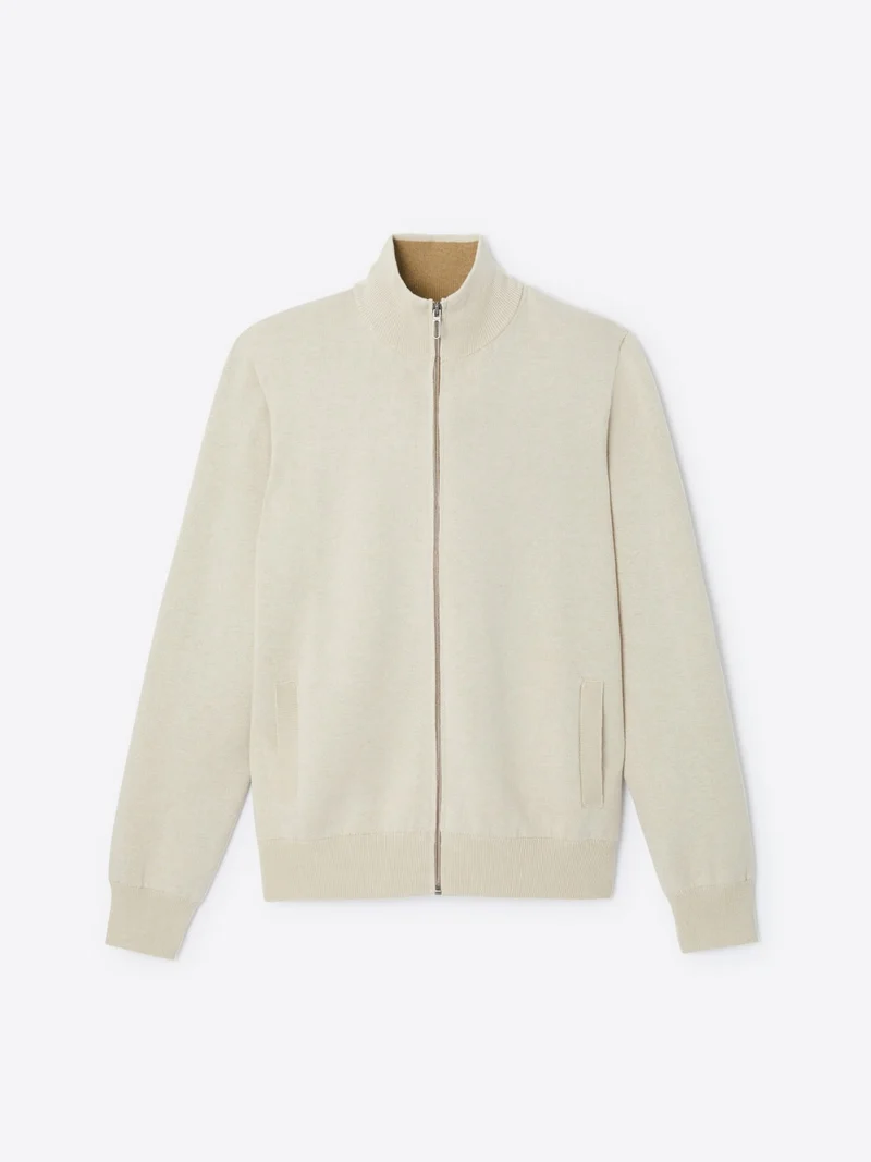 Gilet col montant coton-cachemire